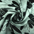 Black Flowers on White Embroidered Printed Cotton Blended Broadcloth - Rex Fabrics