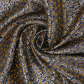 Gold and Orange Floral on Brown Textured Brocade Fabric - Rex Fabrics