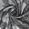 Black Damask Floral on Metallic Background Brocade Fabric - Rex Fabrics