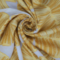 Yellow Leaves on Beige Background Brocade Fabric - Rex Fabrics