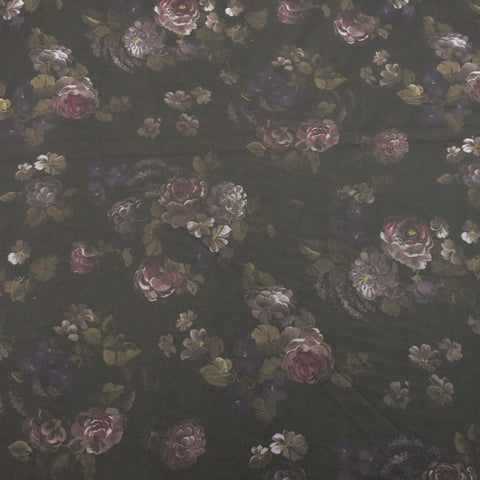 Black Tulle with Cheer Flowers Design  Embroidered  Fabric - Rex Fabrics