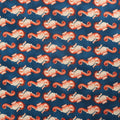 Orange Seahorses on Navy Background Printed Cotton - Rex Fabrics