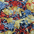 Cats and Ribbons on Navy Background Printed Cotton - Rex Fabrics