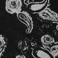 Black Abstract Floral with White Paisleys Textured Brocade Fabric - Rex Fabrics