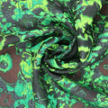 Green and Black Floral Abstract Textured Brocade Fabric - Rex Fabrics