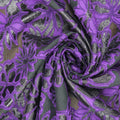 Eggplant Purple and Black Floral Abstract Textured Brocade Fabric - Rex Fabrics