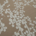 White Tulle with White  Floral Design  Embroidered Fabric - Rex Fabrics