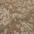 White Tulle with White  Floral Design  Embroidered Fabric - Rex Fabrics