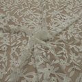 Off White Tulle with  Off White  Floral Design Embroidered Fabric - Rex Fabrics