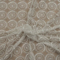 White Tulle with White Geometric Design  Embroidered Fabric - Rex Fabrics