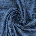 Navy Blue on Black Background Textured Brocade Fabric - Rex Fabrics