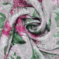 Fuchsia and Green on a Pink Background Textured Brocade Fabric - Rex Fabrics