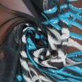 Black with Aqua Modern Pattern Textured Brocade Fabric - Rex Fabrics