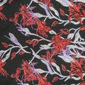 Silver Red and Purple with Black Floral Background Textured Brocade Fabric - Rex Fabrics