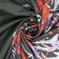 Silver Red and Purple with Black Floral Background Textured Brocade Fabric - Rex Fabrics