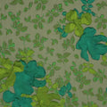 Green Floral on Gray Background Brocade Fabric - Rex Fabrics