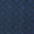 Blue Damask on a Black Background Brocade Fabric - Rex Fabrics