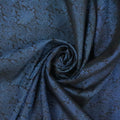 Blue Damask on a Black Background Brocade Fabric - Rex Fabrics