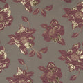 Lilac and Gold Floral on a Gray Background Textured Brocade Fabric - Rex Fabrics