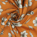 Silver Florals on a Burnt Orange Background Brocade Fabric - Rex Fabrics