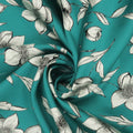 Silver Florals on a Teal Background Brocade Fabric - Rex Fabrics