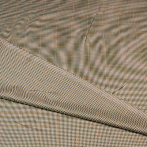 Olive Green Windowpane Houndstooth Wool Loro Piana Fabric - Rex Fabrics