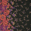 Bronze and Purple Flowers on Black Background Brocade Fabric - Rex Fabrics