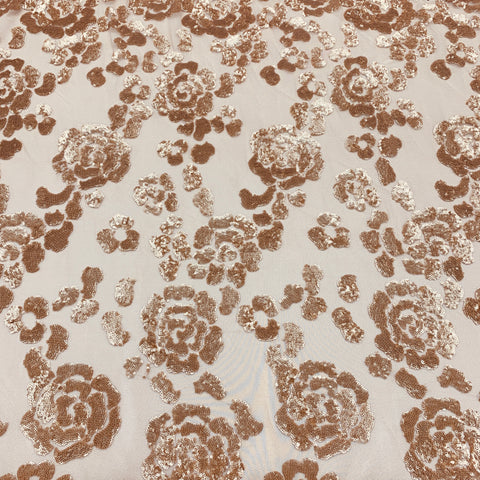 Gold Sequins Floral Embroidered Tulle Fabric - Rex Fabrics