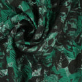 Black Flowers on Green Background Brocade Fabric - Rex Fabrics