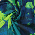 Neon Green and Teal Splatters on Blue Background Brocade Fabric - Rex Fabrics