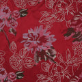 Ivory and Light Pink Embroidered on a Peau De Soie Crimson Red Brocade Fabric - Rex Fabrics