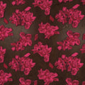 Fuchsia Floral on a Black Background Textured Brocade Fabric - Rex Fabrics