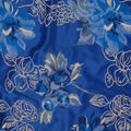 Electric Blue with Ivory Florals Textured Brocade Fabric - Rex Fabrics