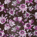 Silver and Purple Floral on a Black Background Brocade Fabric - Rex Fabrics