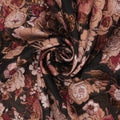 Dark Rose Florals on a Burgundy Background Textured Brocade Fabric - Rex Fabrics