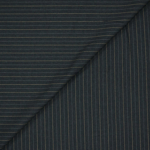 Charcoal with Yellow and White Stripe Wool Loro Piana Fabric - Rex Fabrics
