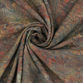Brown and Dark Teal Textured Abstract Brocade Fabric - Rex Fabrics