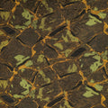 Gold and Black on a Moss Green Textured Abstract Brocade Fabric - Rex Fabrics