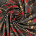 Brick Red and Gold Abstract on a Dark Brown Background Textured Brocade Fabric - Rex Fabrics
