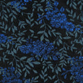 Blue Hues Floral on a Black Background Textured Brocade Fabric - Rex Fabrics