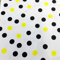 Black and Yellow Polka Dots on a White Background Printed Polyester Fabric - Rex Fabrics