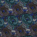 Turquoise and Blue Floral Textured Brocade Fabric - Rex Fabrics