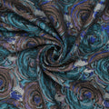 Turquoise and Blue Floral Textured Brocade Fabric - Rex Fabrics