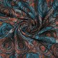 Turquoise and Bronze Floral Textured Brocade Fabric - Rex Fabrics