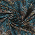 Turquoise and Gold Floral Textured Brocade Fabric - Rex Fabrics