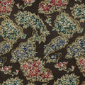 Gold Wine and Taupe Floral Textured on a Black Background Brocade Fabric - Rex Fabrics