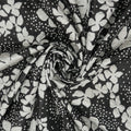 White Florals on a Black Background Brocade Fabric - Rex Fabrics