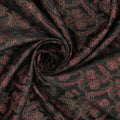 Wine Gold Florals Lurex Thread and Black Background Brocade Fabric - Rex Fabrics