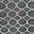 Silver Florals on Black Background Textured Brocade Fabric - Rex Fabrics