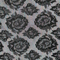 Silver Florals on Black Background Textured Brocade Fabric - Rex Fabrics